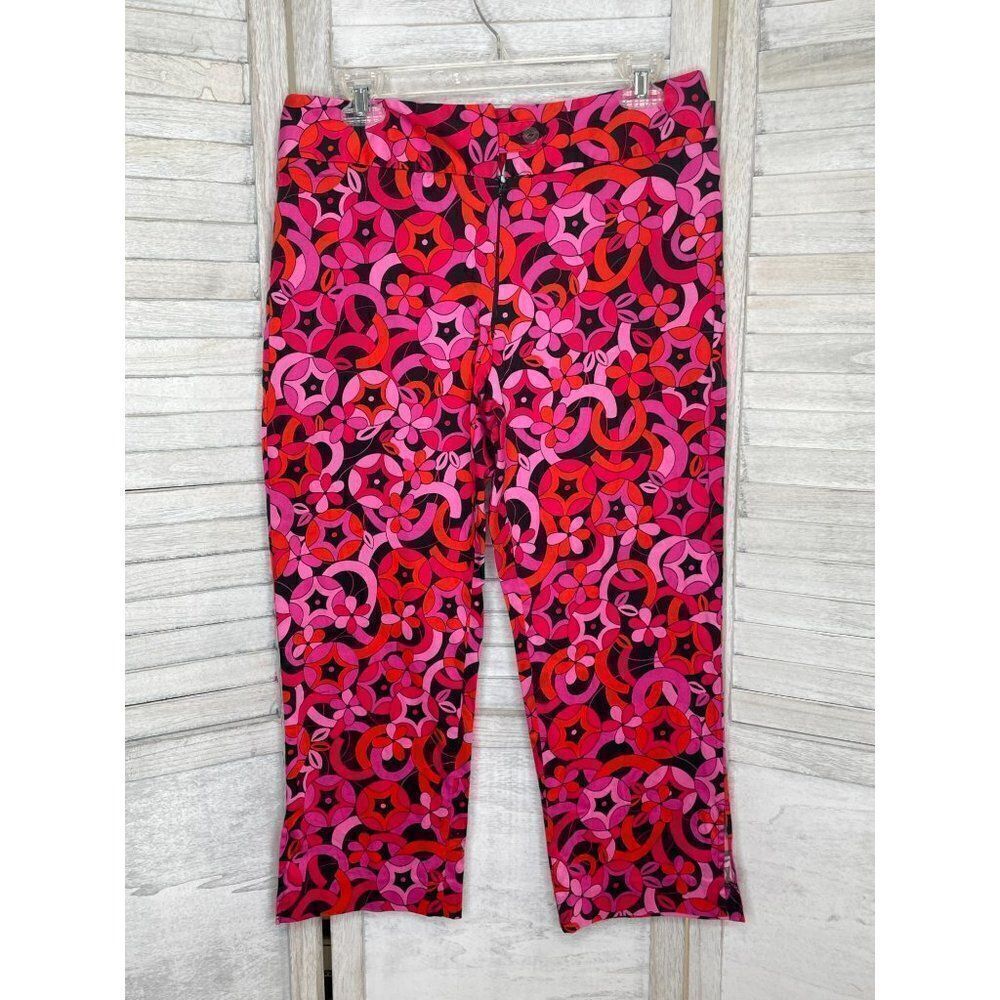 Madison Studio Pink & Red MOD Print Pants Size 10